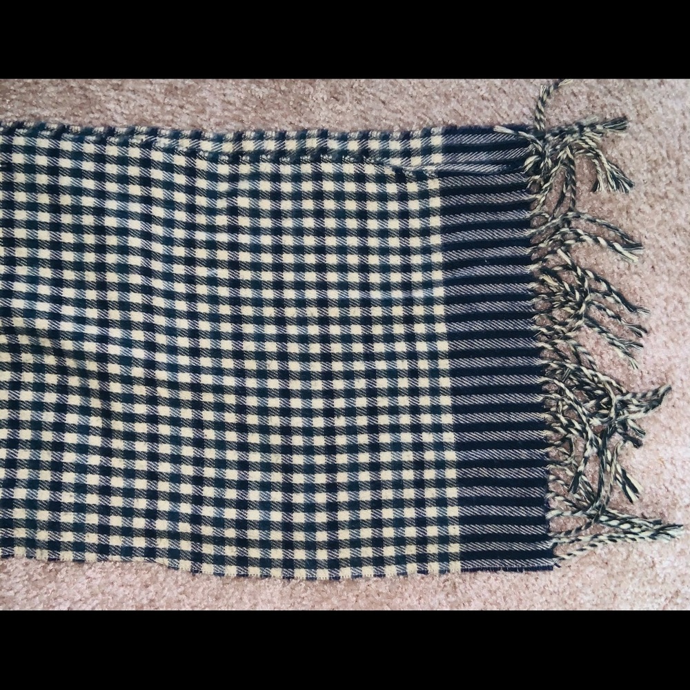EUC Cashmaire Checkered Navy & Tan Scarf